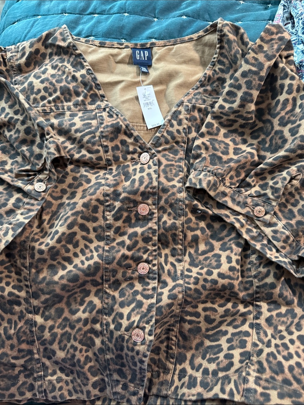 GAP Leopard Print Brown Button-Down Shirt